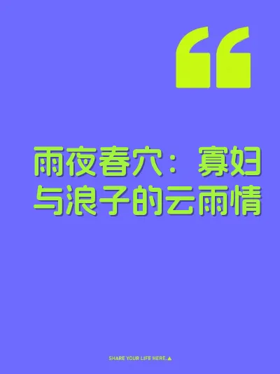 雨夜春穴：寡妇与浪子的云雨情