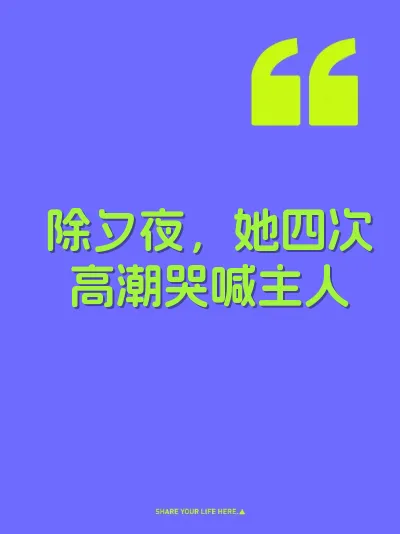 除夕夜，她四次高潮哭喊主人